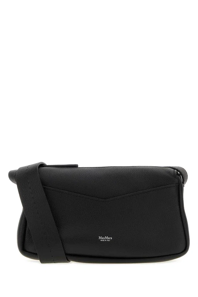 Max Mara Leather Crossbody Shoulder Bag — Black in Black Leather from HEWI