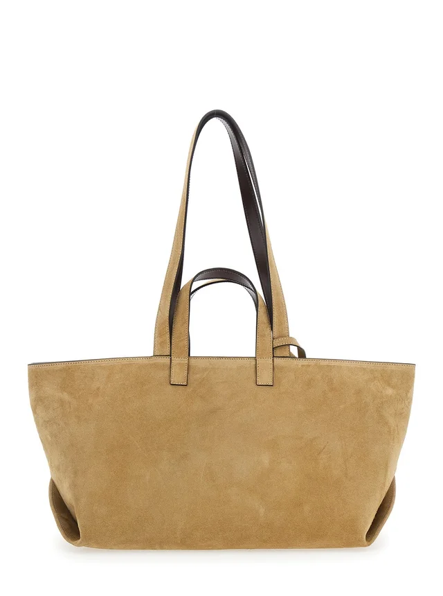 A.P.C. 'Le Drummer' Beige Shopper with Four Handles and Logo Lettering on the Front in Suede Women in Beige 100% Cow, photo 8 of 10 from Gaudenzi Boutique