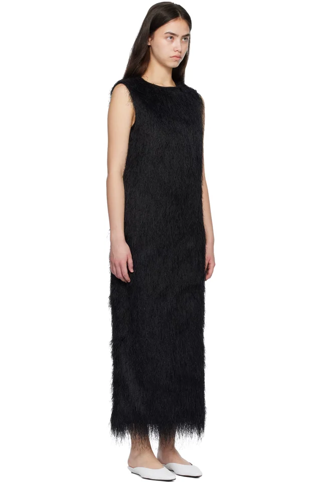 Loulou de Saison Black TIWA Fringed Maxi Dress, photo 2 of 4 from SSENSE