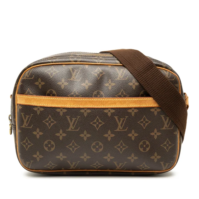 Brown Louis Vuitton Monogram Reporter PM Crossbody Bag in Brown Coated canvas from Designer Revival
