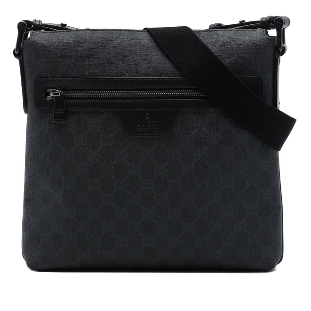 Black Gucci GG Supreme Crossbody in Black Coated canvas from Designer Revival