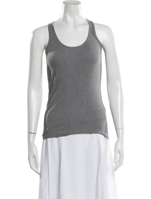Brunello Cucinelli Scoop Neck Sleeveless Top in gray from The RealReal