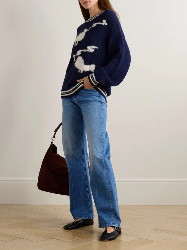 MOTHER The Mid Rise Lasso Sneak straight-leg jeans in Blue, photo 2 of 2 from NET-A-PORTER (Canada)