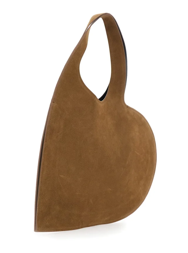 Coperni 'Double Heart' Brown Shoulder Bag with Cut-Out Handle and Heart Silhouette in Suede Woman in Brown 100% Cow Leather, photo 5 of 10 from Gaudenzi Boutique