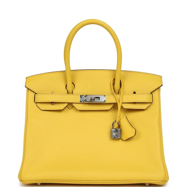 Hermès Birkin 30 Jaune de Naples Novillo Palladium Hardware in Yellow Goatskin from Madison Avenue Couture