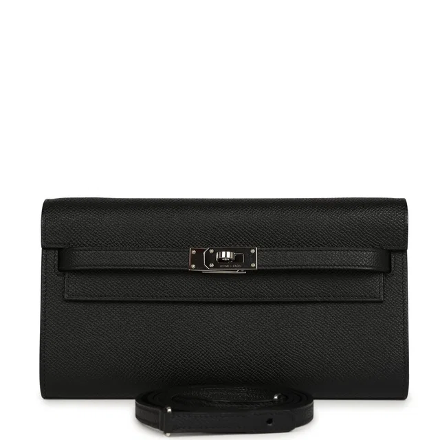 Hermès Kelly Wallet To Go Black Epsom Palladium Hardware in Black Epsom leather from Madison Avenue Couture