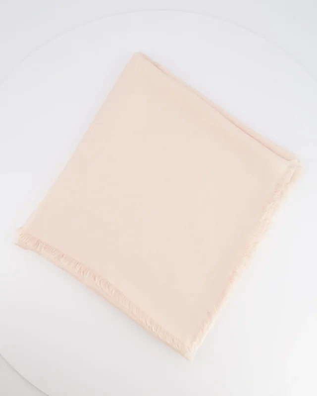 Fendi Light Pink Silk Shawl with FF Logo Print in Pink Silk from Sellier, photo 2 of 5