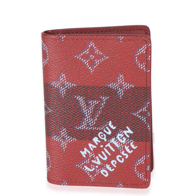 Louis Vuitton Red Monogram Canvas Heritage Pocket Organizer Blue; Wallet in Red Coated canvas from HEWI