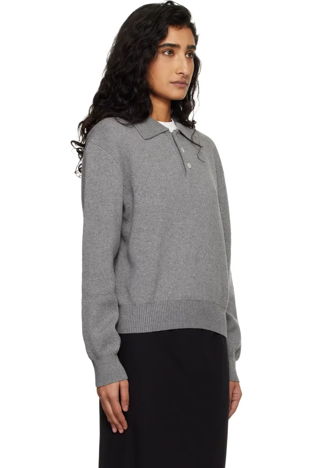 Dunst Gray Cashmere Collared Polo, photo 2 of 4 from SSENSE