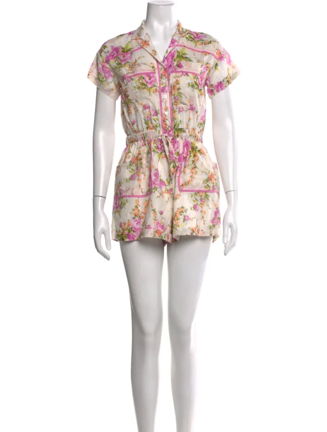 Zimmermann Floral Print Romper in pink from The RealReal