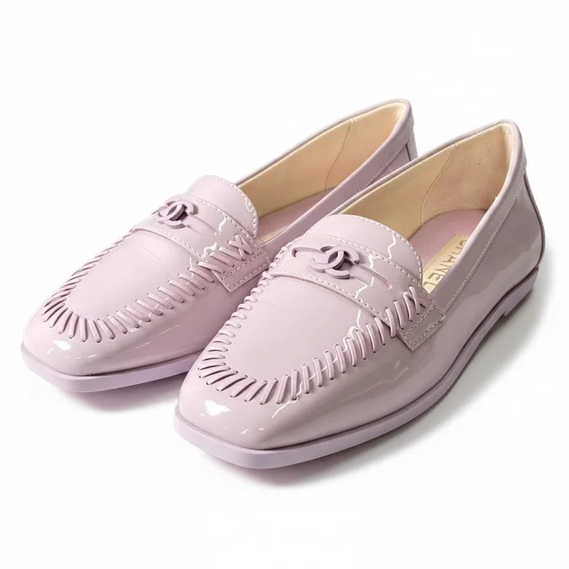 Chanel CC Logo Loafers Purple Pink Patent Leather in Pink Patent leather from The Reluxe