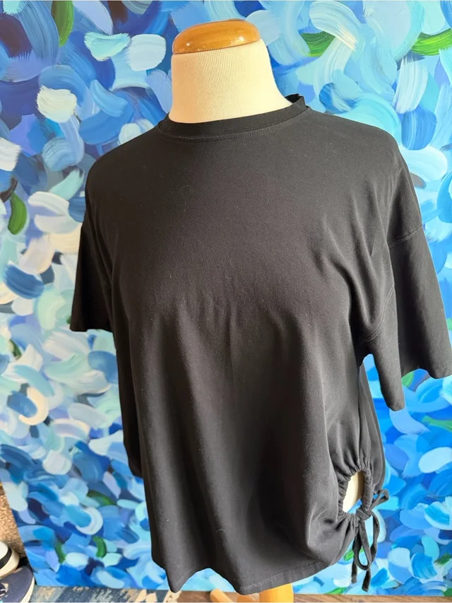 Proenza Schouler Women’s Drawstring Side-Tie Jersey Top in black from Poshmark