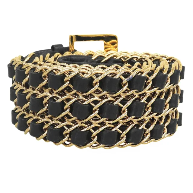 Chanel Chain Belt Black/Gold in Black Leather from VINTAGE QOO TOKYO, photo 3 of 7