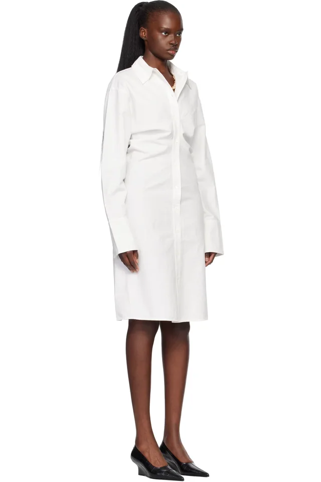 TOTEME Off-White Slouch Cotton Shirt Midi Dress, photo 2 of 3 from SSENSE
