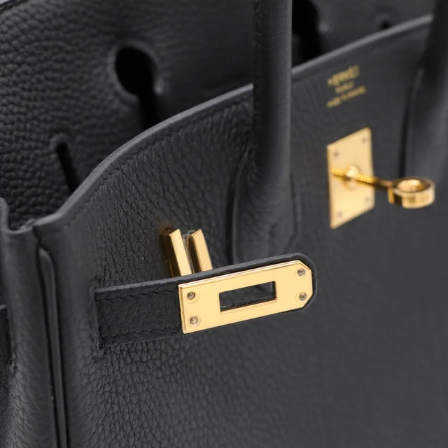 (Super new ♥️ complete accessories) Hermès Birkin 25 BK25 black with gold hardware Togo calfskin handbag platinum package C engraving in Togo leather from Popchill, photo 13 of 22