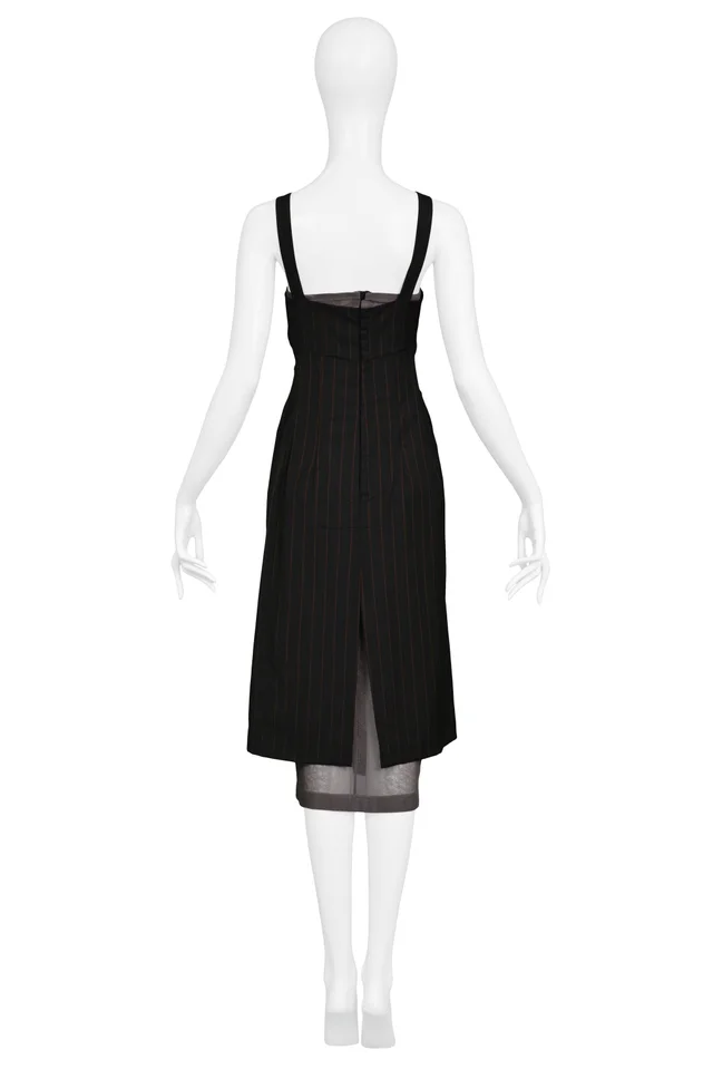 Dolce & Gabbana Black Red Pinstripe Dress in Black Wool from Resurrection Vintage, photo 2 of 2