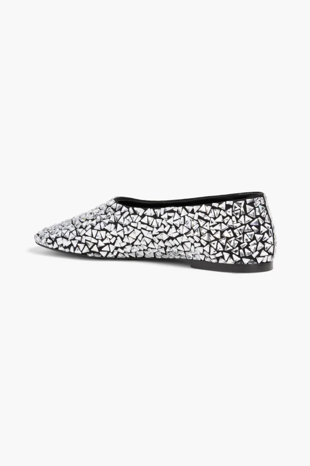 Proenza Schouler Giove Crystal-Embellished Leather Ballet Flats in Black, photo 3 of 4 from THE OUTNET