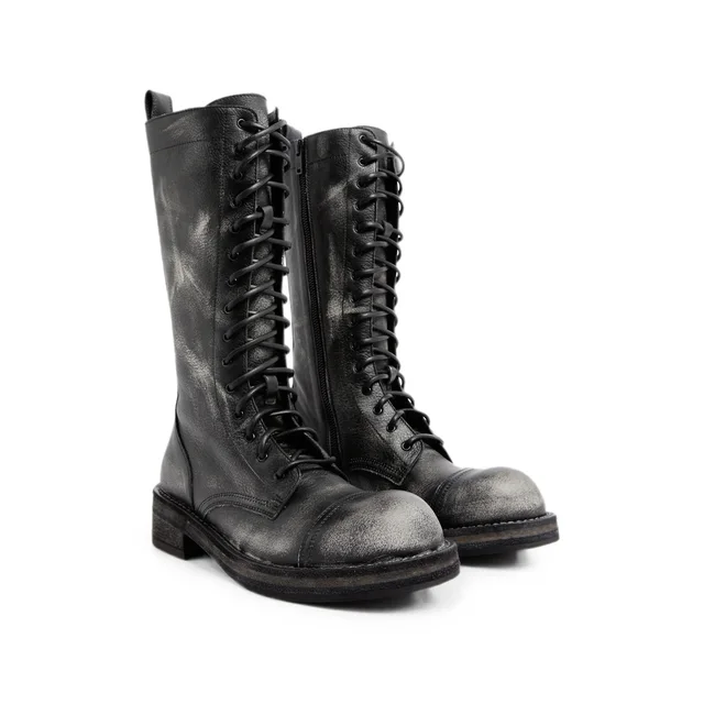 Ann Demeulemeester brushed leather lace-up combat boots from SENSER, photo 1 of 1