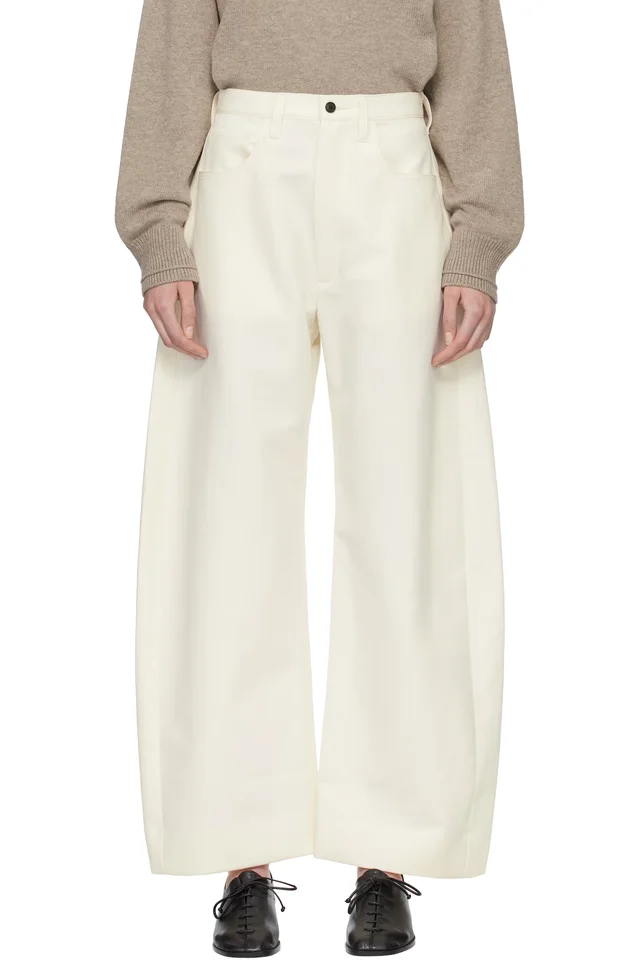 ssstein Off-White Double Weave Cotton Round Trousers, image 1 of 1 from SSENSE