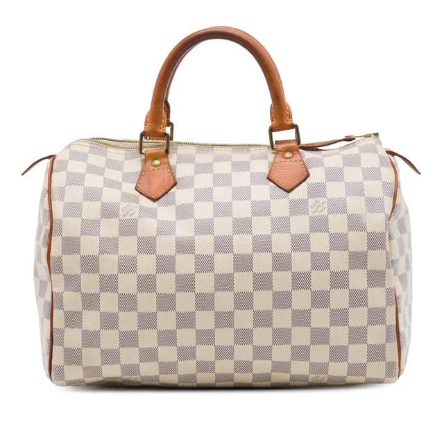 White Louis Vuitton Damier Azur Speedy 30 Boston Bag in White Canvas from Designer Revival, photo 1 of 1