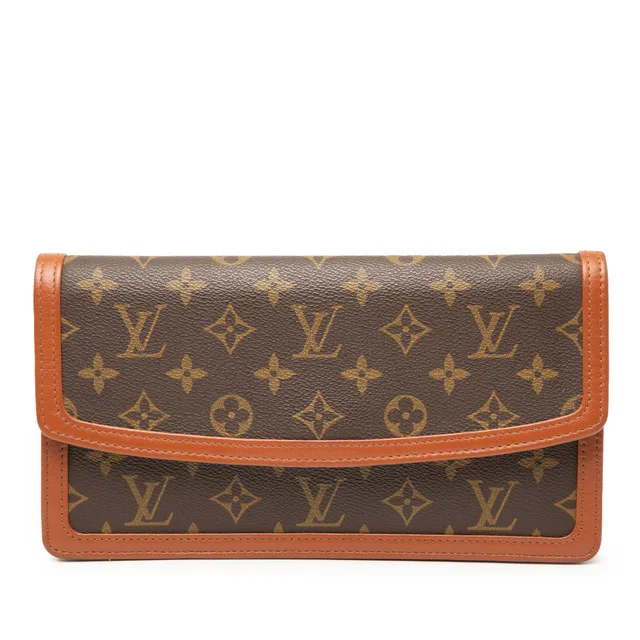 Brown Louis Vuitton Monogram Pochette Dame PM Clutch Bag in Brown Coated canvas from Designer Revival