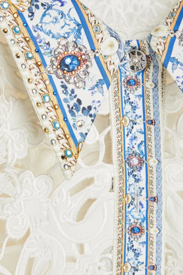 Camilla Crystal-Embellished Guipure Lace Shirt Dress in White, photo 4 of 4 from THE OUTNET