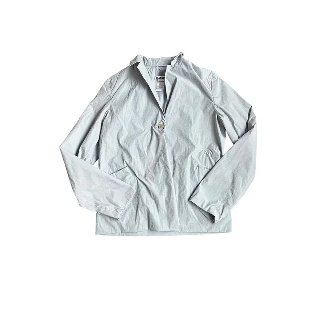 Jil Sander Light Blue Gray V Neck Button Front Lightweight Jacket Women Size 38 in gray Nylon from Poshmark