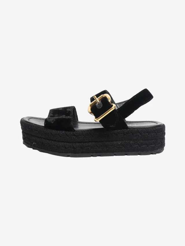 Prada Black velvet platform sandals - size EU 37.5 in Black Velvet from Sign of the Times