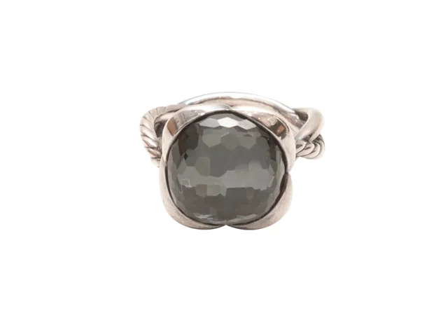 Sterling Silver David Yurman Black Onyx Cocktail Ring Size 7 in Black from Designer Revival