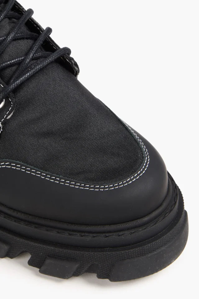 Ganni Quilted Canvas Hiking Boots in Black, photo 4 of 4 from THE OUTNET