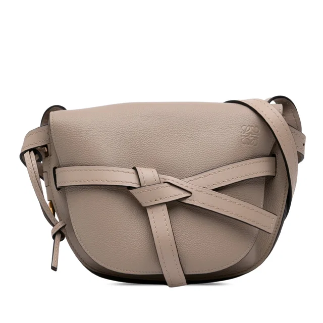 Beige LOEWE Small Leather Gate Crossbody in Beige Leather from Designer Revival