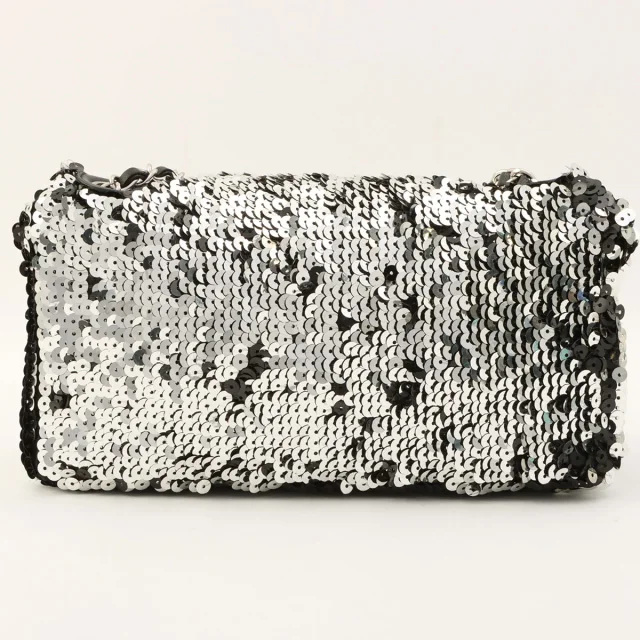 Chanel Circa 2008 Sequin CC Mark Chain Bag, Silver in Silver from VINTAGE QOO TOKYO, photo 2 of 13