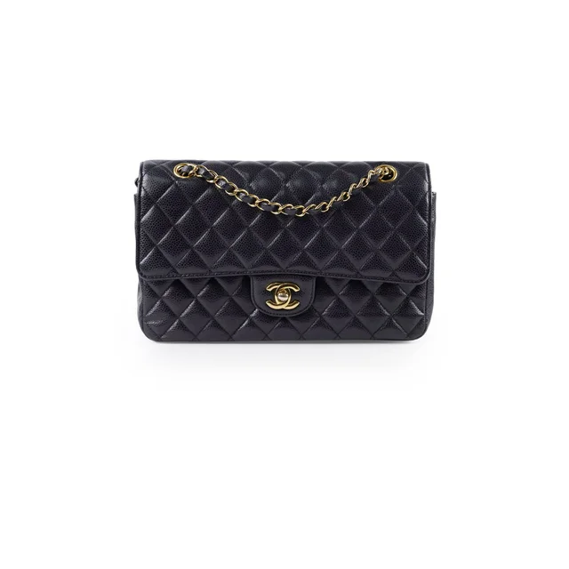 Louis Vuitton Chanel Medium Classic Flap Black Caviar GHW 24 Series in Black Caviar leather from The Purse Affair