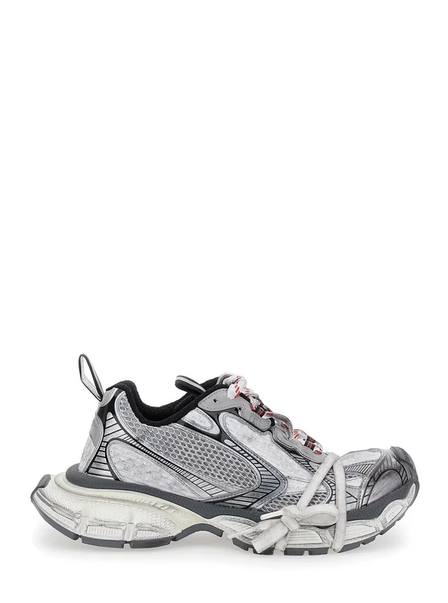 BALENCIAGA Sneakers '3XL' with Logo on the Toe in Metallic Tech Fabric Mix for Women in Grey 55% Polyurethane 45% Polyester, photo 2 of 8 from Gaudenzi Boutique