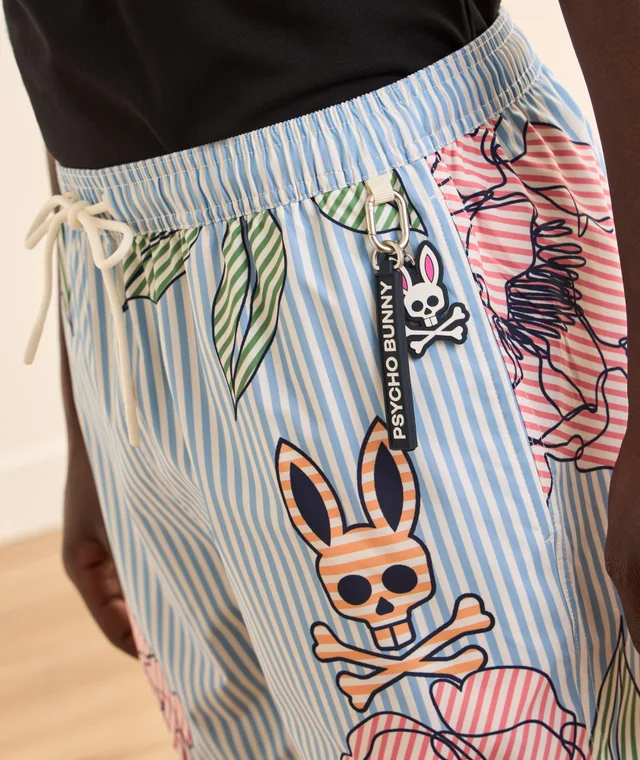 Psycho Bunny Blair Striped Swim Shorts in Blue 80% polyamide, 20% elastane, photo 4 of 6 from Harry Rosen