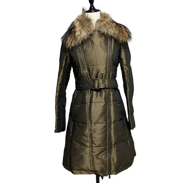 Burberry London raccoon fur down coat from LuxUness