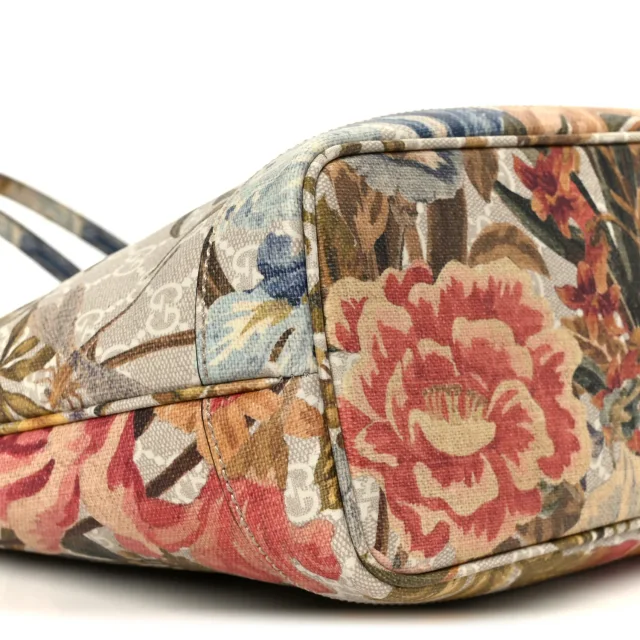 Gucci GG Supreme Monogram Water Flora Web Small Ophidia Tote Beige White Multicolor in White Coated canvas from FASHIONPHILE, photo 10 of 11