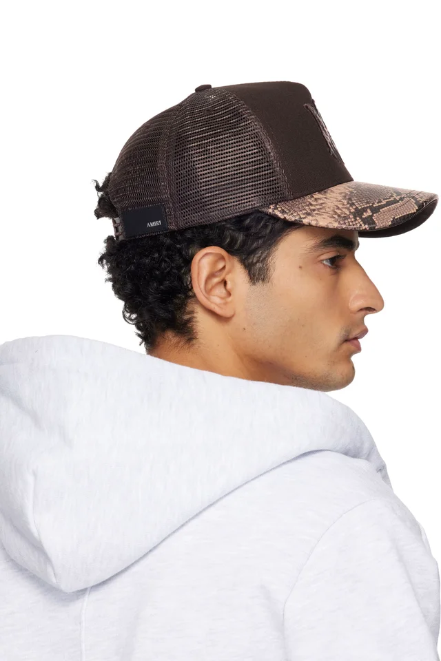 AMIRI Brown MA Snake Trucker Cap, photo 3 of 3 from SSENSE