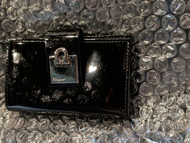 Ferragamo Patent Leather Wallet With Silver-Tone Hardware in black Patent leather from Poshmark