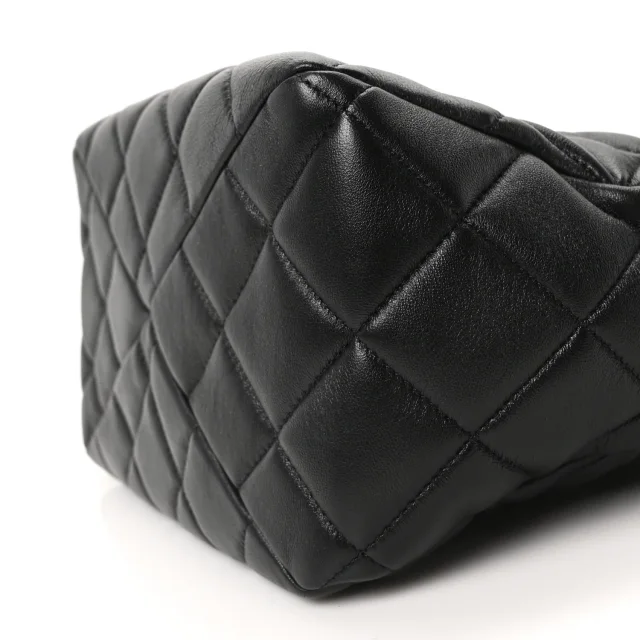 Chanel Quilted Small Top Handle Shopping Bag Black in Black Lambskin from FASHIONPHILE, photo 9 of 9