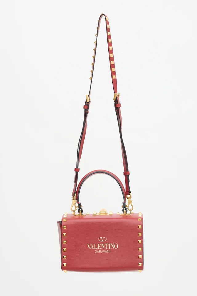 Valentino Garavani Leather Alcove Rockstud Box Bag in Leather from VSP Consignment