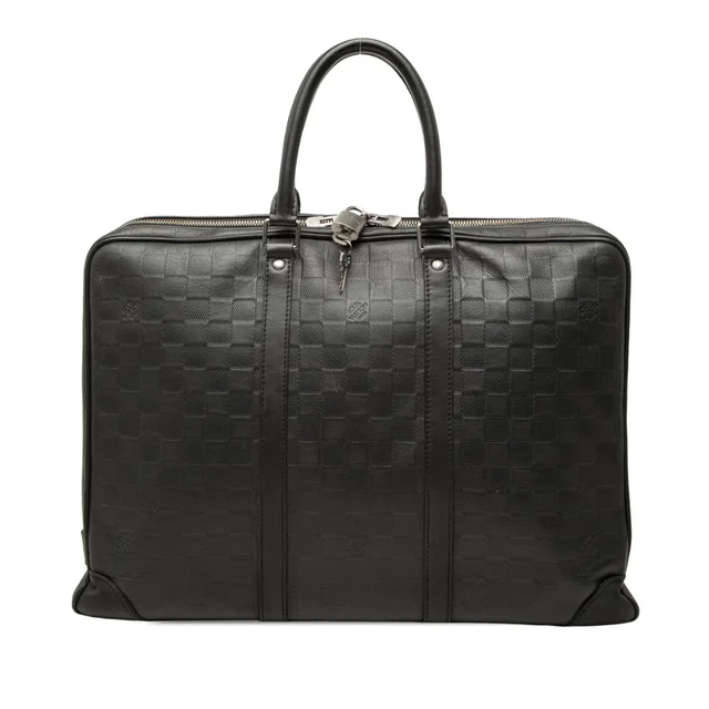 Black Louis Vuitton Damier Infini Porte-Documents Voyage Business Bag in Black Leather from Designer Revival