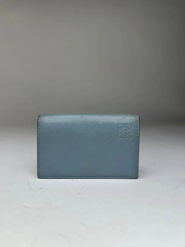 Loewe Vintage Anagram Bifold Card Holder Pale Blue Leather in blue Leather from Grailed