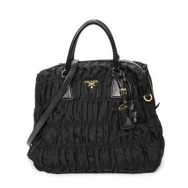 Prada Convertible Prix Tote Black Tessuto Golf Canvas in Black Canvas from The Reluxe