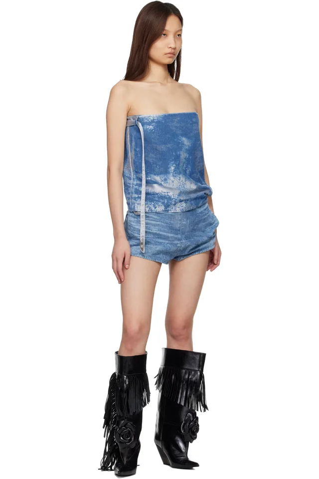Diesel Blue Satin Denim Miniskirt, photo 4 of 4 from SSENSE