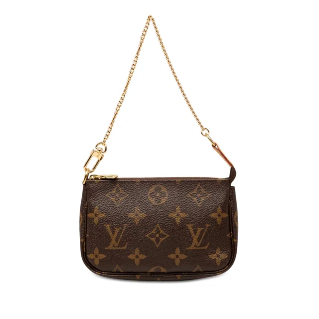 Brown Louis Vuitton Monogram Mini Pochette Accessoires Handbag in Brown Coated canvas from Designer Revival