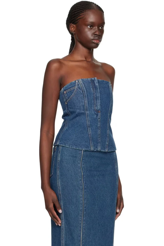 Paris Georgia Indigo Jo Tank Top, photo 2 of 4 from SSENSE