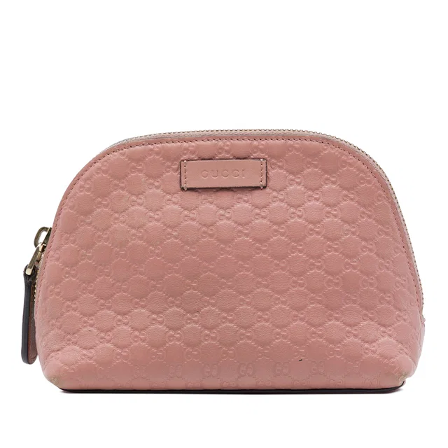 Pink Gucci Microguccissima Cosmetic Pouch in Pink Leather from Designer Revival