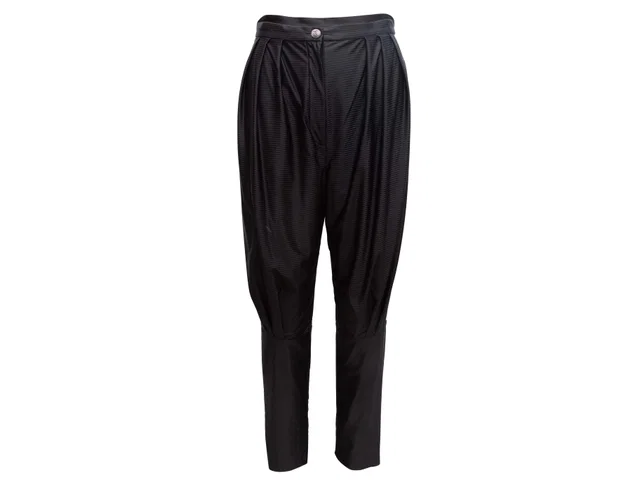 Black Chanel Tonal Striped Jodhpurs Size FR 38 in Black from Designer Revival