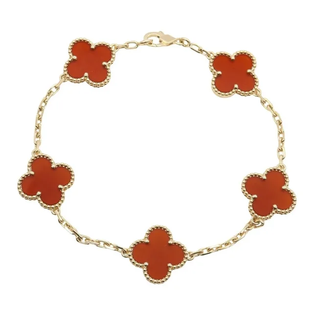 Van Cleef & Arpels Vintage Alhambra Carnelian 5-Motif Bracelet in multicolor from Grailed